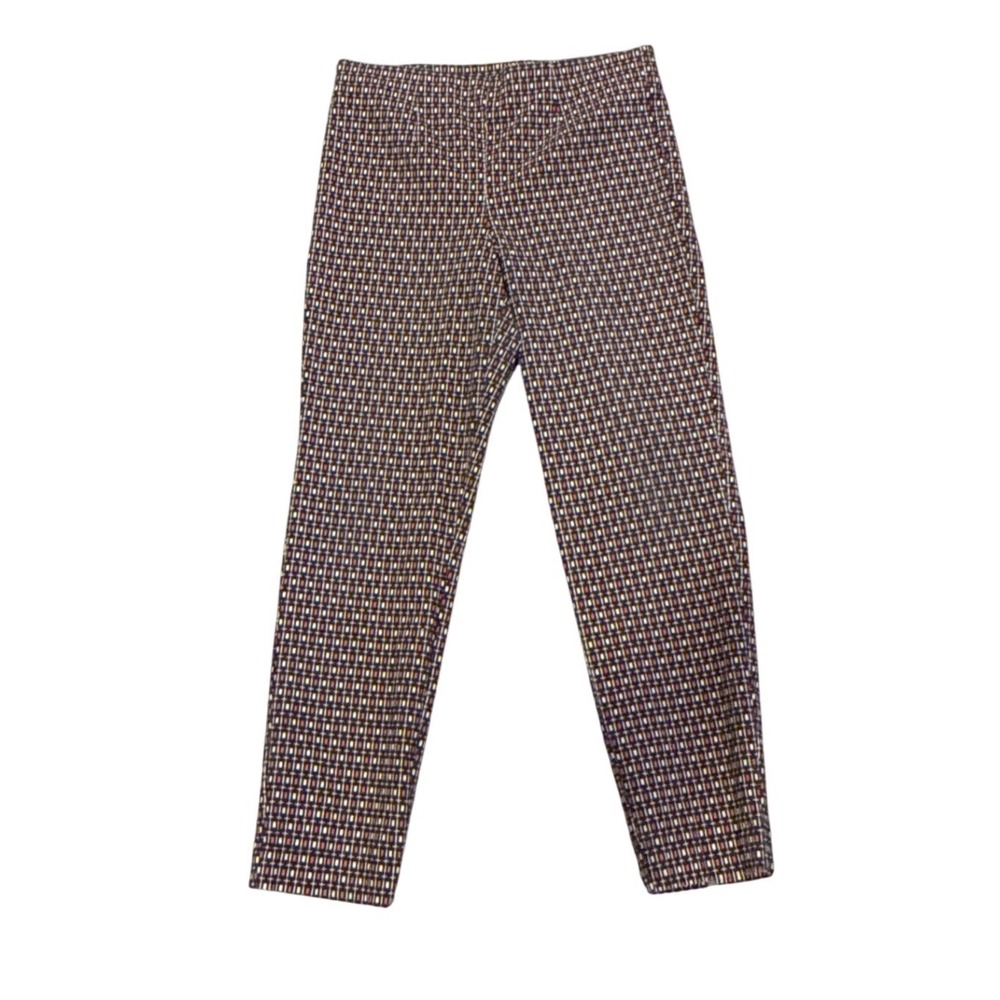 Tribal Women 8 Geometric Grid Stretch Trousers Black Red White Mod Retro Comfort